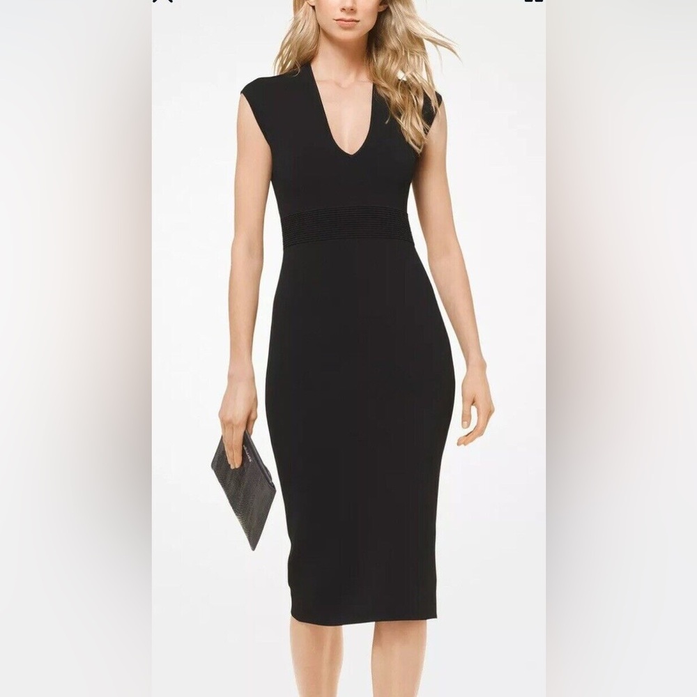 Michael Kors Navy Blue Stretch Bodycon Dress